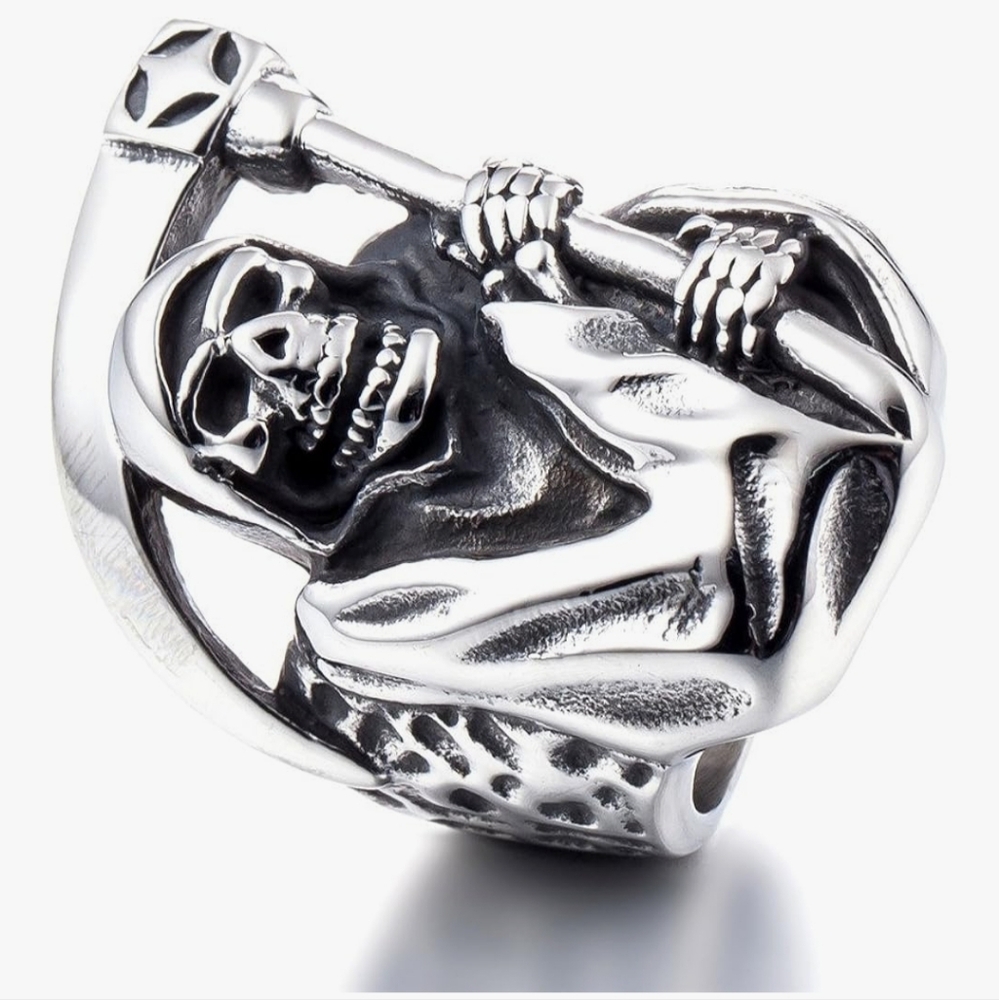 Silver Skull Statement Ring - image 3